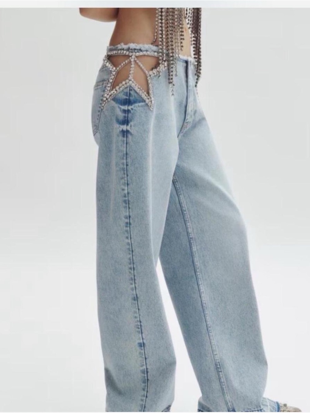 Stella McCartney + H&M Sold out Rhinestone Cutout  Jeans
